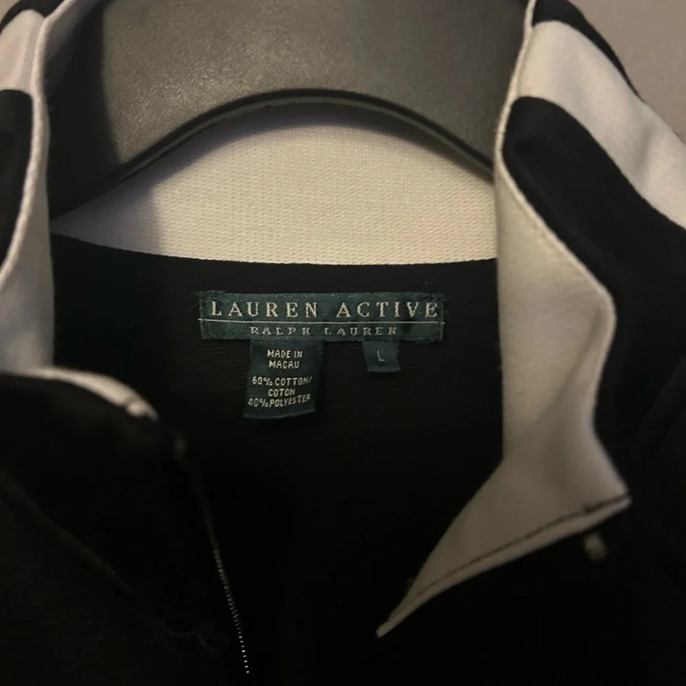 Lauren Ralph Lauren Jacket - black full zip track jacket w/white trim - Picture 2 of 9